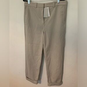 COS Organic Cotton Chino Tapered Pants Beige With Cuff Womens Sz 14 Brand New